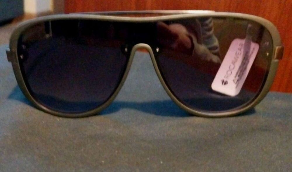 NWT Rocawear R1493 Men's Aviator Shield Sunglasses Matte Grey Gradient Blue